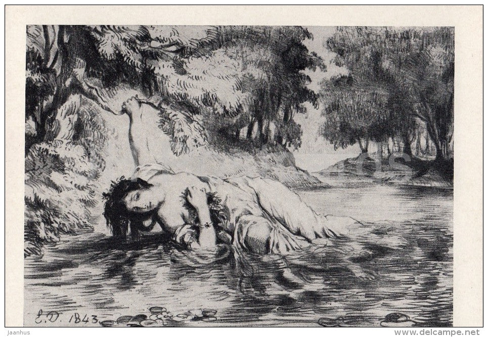 painting by Eugene Delacroix - Ophelia , 1848 - French art - 1959 - Russia USSR - unused - JH Postcards