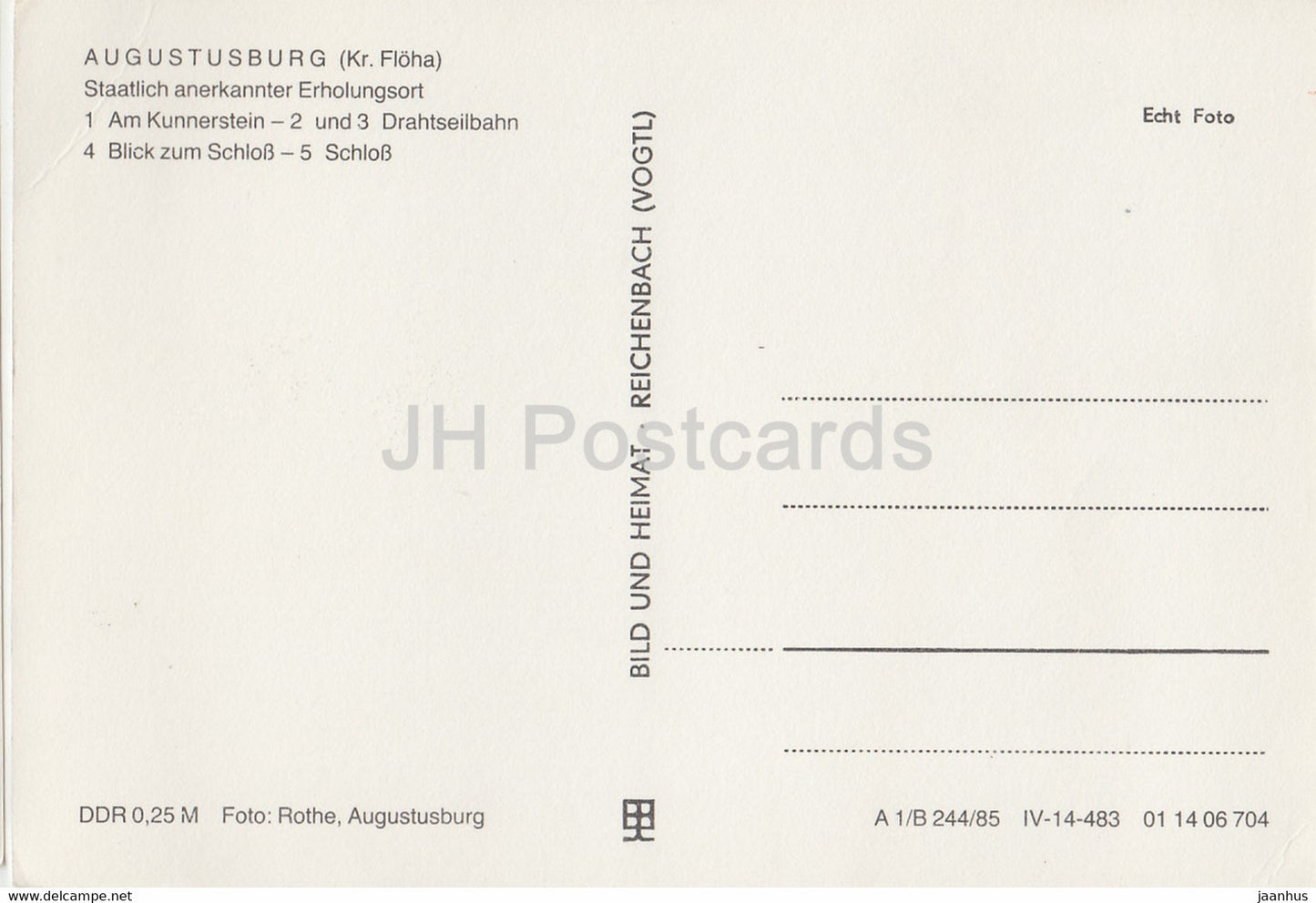 Gruss aus Augustusburg - Am Kunnerstein - Drahtseilbahn - Schloss - Standseilbahn - Burg - Deutschland DDR - unbenutzt