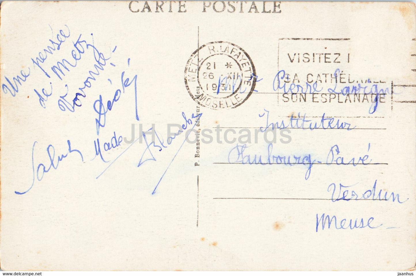 Metz - Place St Jacques - altes Auto - 225 - alte Postkarte - 1931 - Frankreich - gebraucht