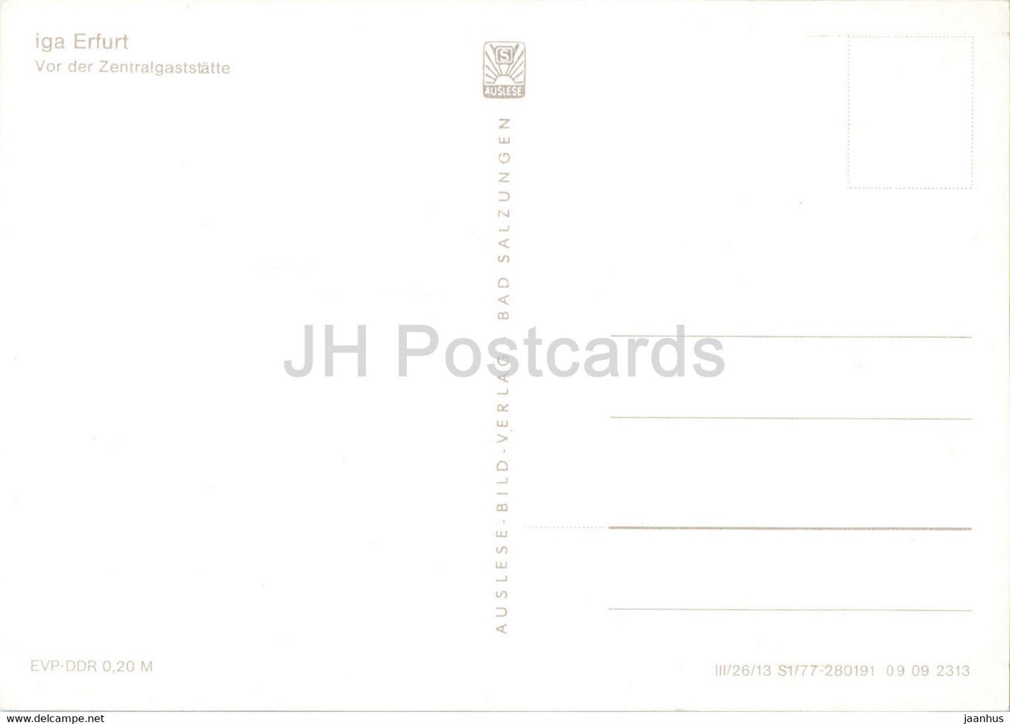 Iga Erfurt - Vor der Zentralgaststatte - Germany DDR - unused