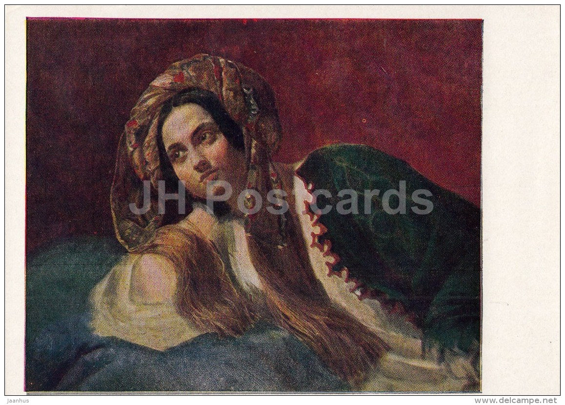 painting by K. Bryullov - 1 - A Turk Woman - Russian art - 1961 - Russia USSR - unused - JH Postcards