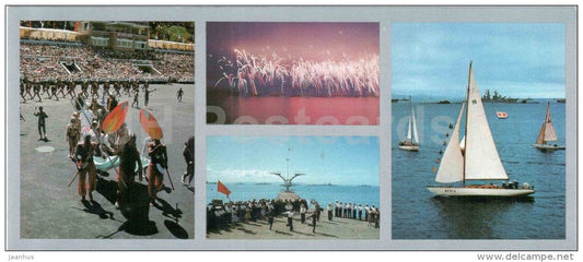 the celebration of the Day of Military-Marine Fleet - sailing boat - Vladivostok - 1977 - Russia USSR - unused - JH Postcards