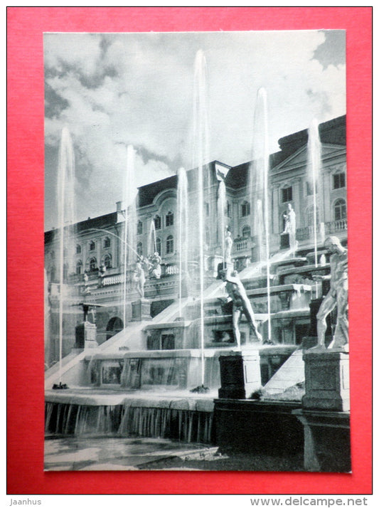 The Great Cascade , western waterfall steps - Petrodvorets reborn from the ashes - 1969 - USSR Russia - unused - JH Postcards