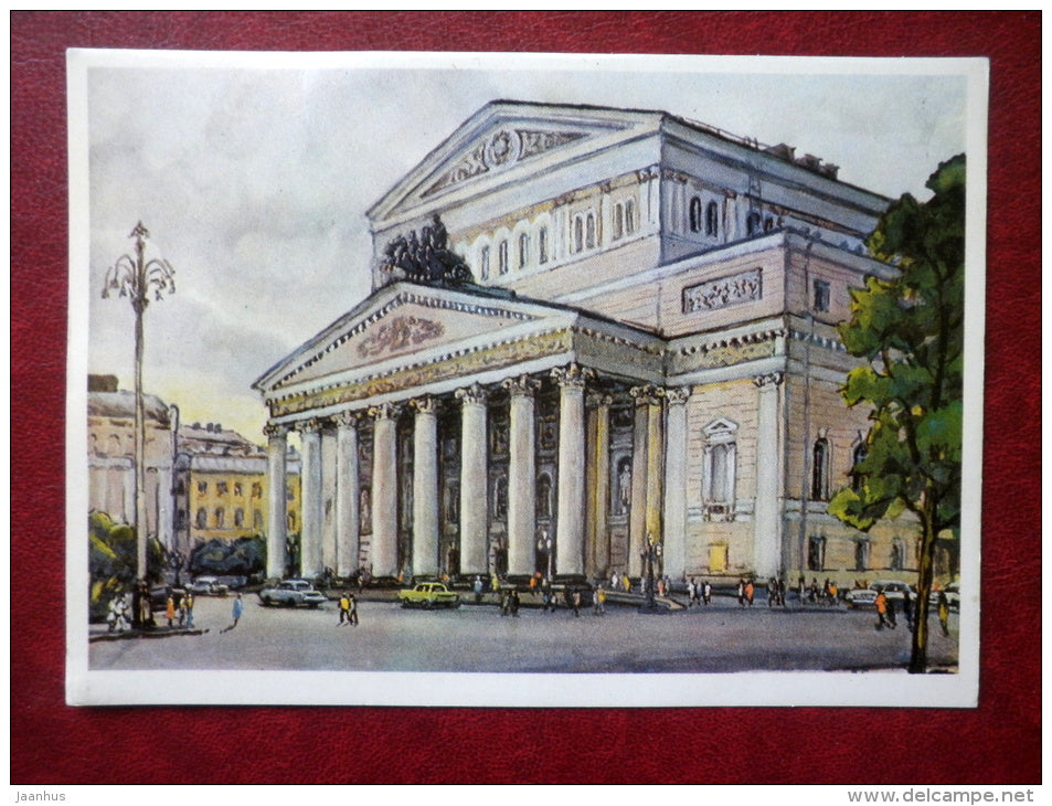 painting by A. Tsesevich , view of the Bolshoi Theatre - Bolshoi Theatre, Moscow - russian art - unused - JH Postcards