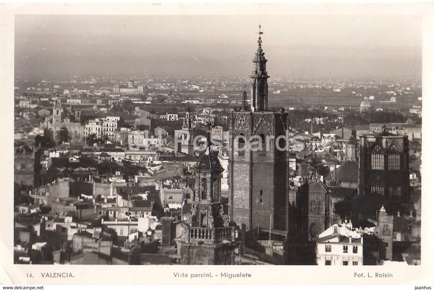 Valencia - Vista Parcial - Miguelete - 14 - old postcard - 1938 - Spain - used - JH Postcards