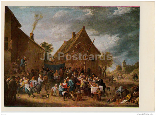 painting by David Teniers the Younger - Peasant wedding , 1650 - Flemish art - 1977 - Russia USSR - unused - JH Postcards