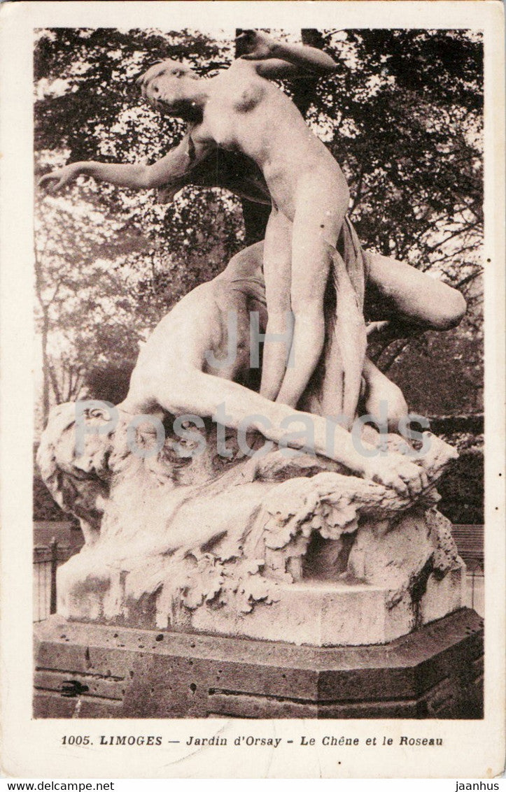 Limoges - Jardin d'Orsay - Le Chene et le Roseau - 1005 - old postcard - France - unused - JH Postcards