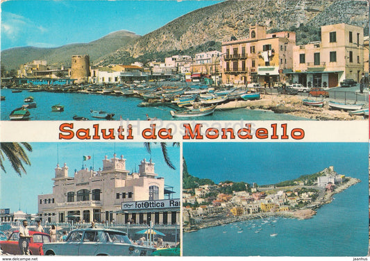 Saluti da Mondello - boat - car - multiview - Italy - used - JH Postcards