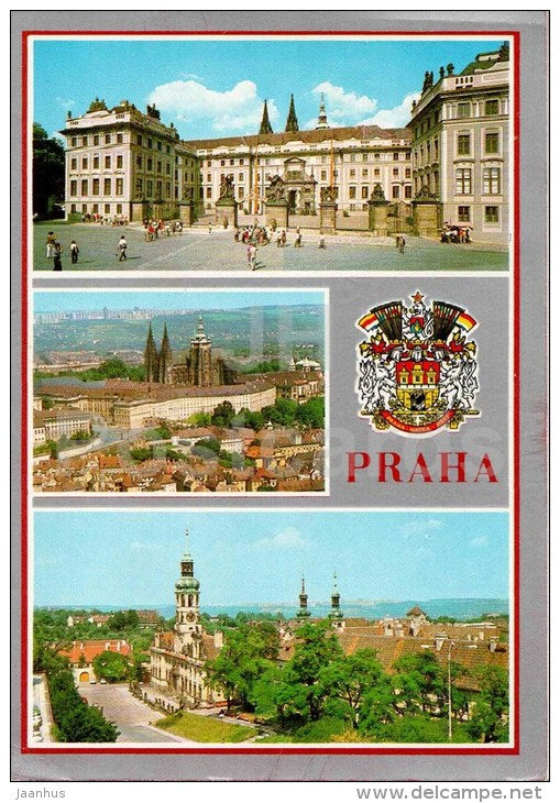 The entrance facade in the courtyard of Prague Castle - Loreta - Praha - Prague - Czechoslovakia - Czech - used 1987 - JH Postcards
