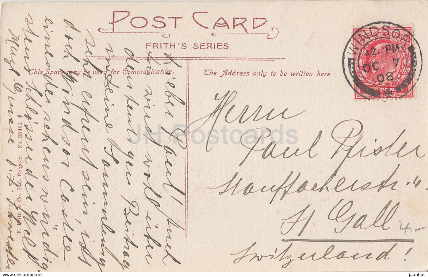 Windsor Castle - Round Tower - old postcard - 1908 - England - United Kingdom - used