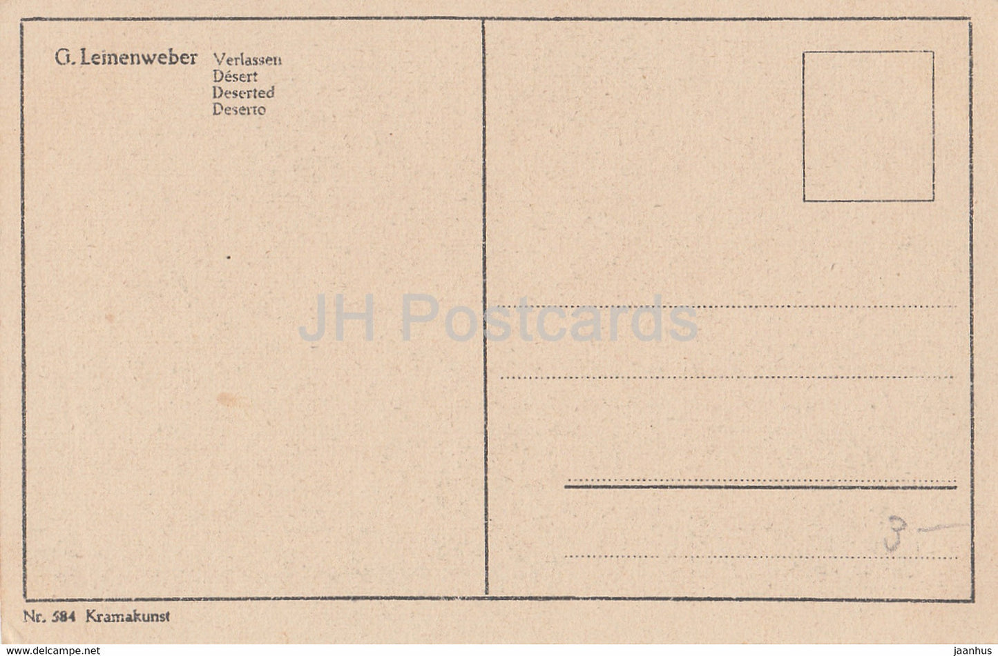 G. Leinenweber - Verlassen - Kramakunst - carte postale ancienne - Allemagne - inutilisée