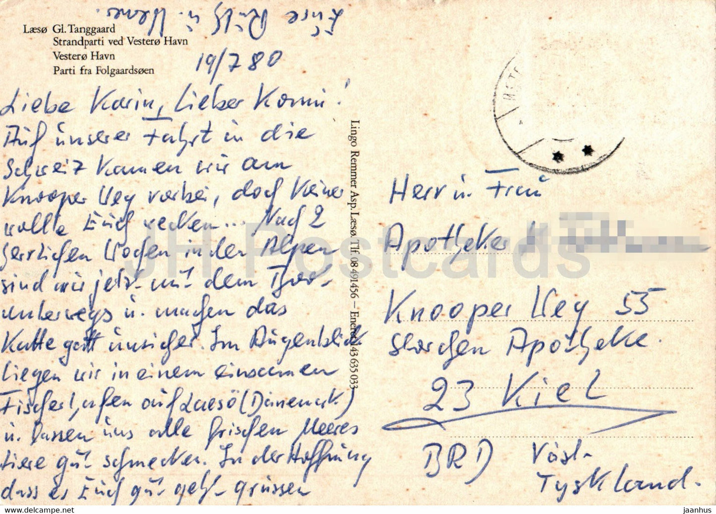 Laeso - Gl Tanggaard - Vestero Havn - Folgaardsoen - Boot - Schiff - Multiview - 1980 - Dänemark - gebraucht