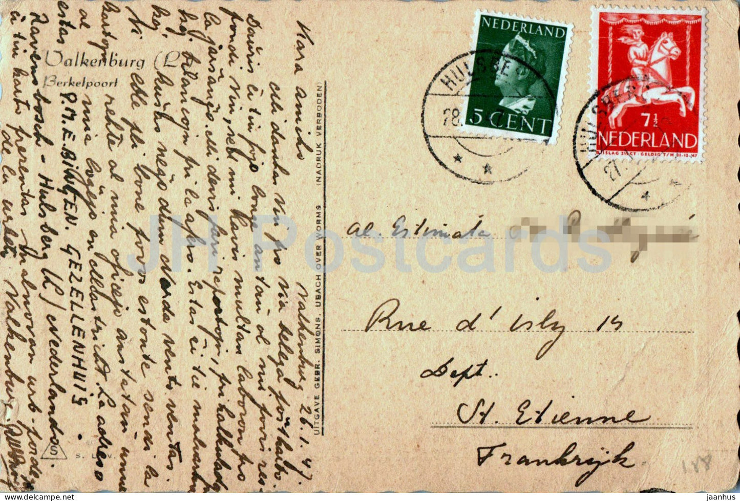 Valkenburg - Berkelpoort - Berkel-Tor - Illustration - alte Postkarte - 1947 - Niederlande - gebraucht 