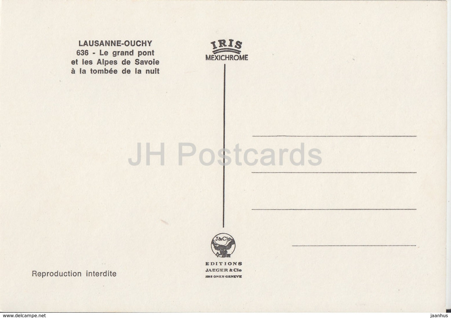 Lausanne Ouchy - Le Grand Pont et les Alpes de Savoie a la tombee de la nuit - 636 - Switzerland - unused