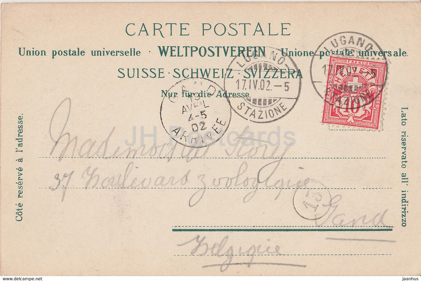 Lugano - Quai e Monte S Salvatore - 6150 - old postcard - 1902 - Switzerland - used