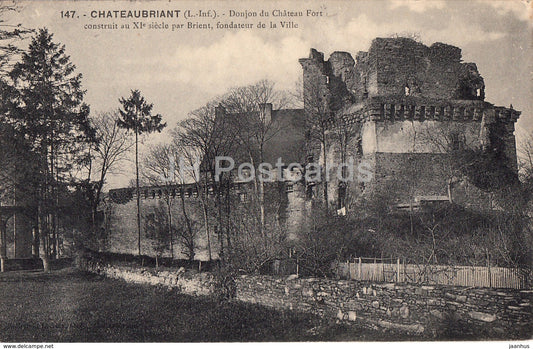 Chateaubriant - Donjon du Chateau Fort - castle - 147 - old postcard - 1909 - France - used - JH Postcards