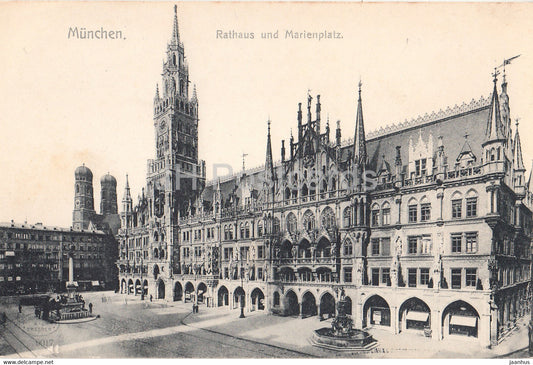Munchen - Marienplatz und Rathaus - Munich - 9017 - old postcard - Germany - unused - JH Postcards