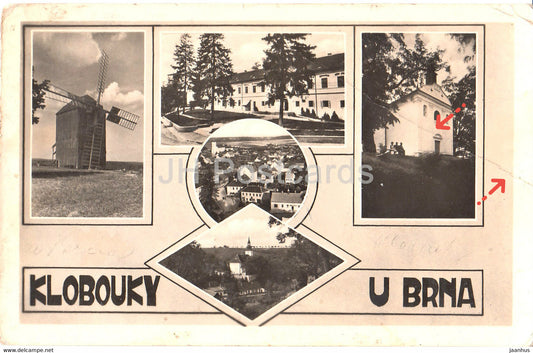 Klobouky u Brna - windmill - old postcard - Czech Republic - used - JH Postcards
