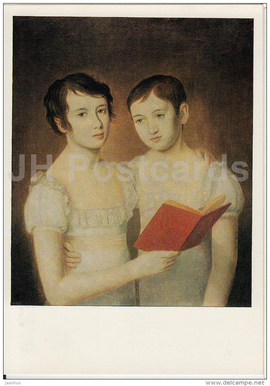 painting  by I. Smirnovsky - Portrait of two girls , 1810 - book - Russian art - 1974 - Russia USSR - unused - JH Postcards