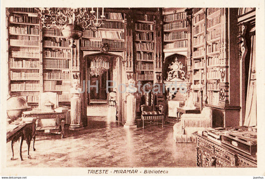 Trieste - Miramar - Biblioteca - library - 0650 - old postcard - Italy - unused - JH Postcards