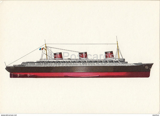 Schnelldampfer Normandie 1935 - steamer - Historische Schiffe - Historical Ships - DDR Germany - used - JH Postcards