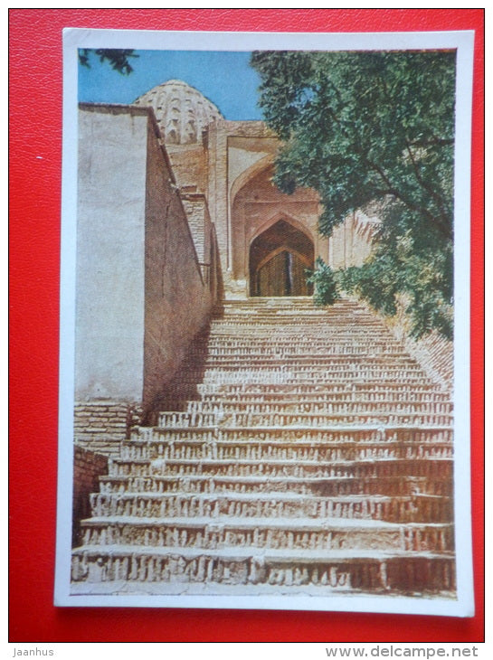 Staircase of the middle group of Mausoleums in the Sakhi-Zinda ensemble - Samarkand - 1957 - Uzbekistan USSR - unused - JH Postcards
