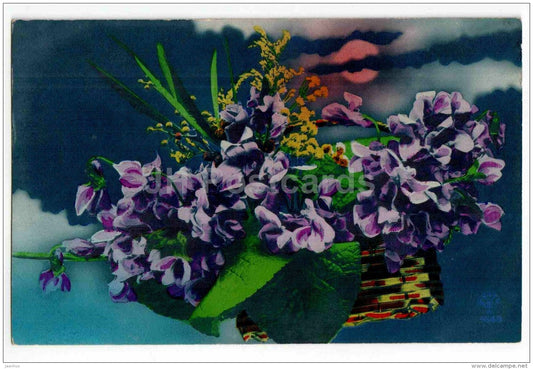 blue flowers - 9663 - France - used - JH Postcards