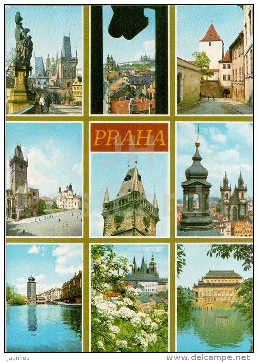 Charles Bridge - Old Town Square - Tyn Cathedral - Prague castle - Praha - Prague - Czechoslovakia - Czech - unused - JH Postcards