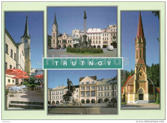 church - architecture - Trutnov - Czechoslovakia - Czech - used 1999 - JH Postcards