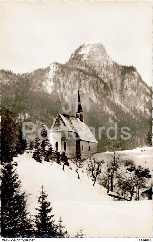 Streichenkapelle mit Rudersburg - chapel - old postcard - Germany - unused - JH Postcards