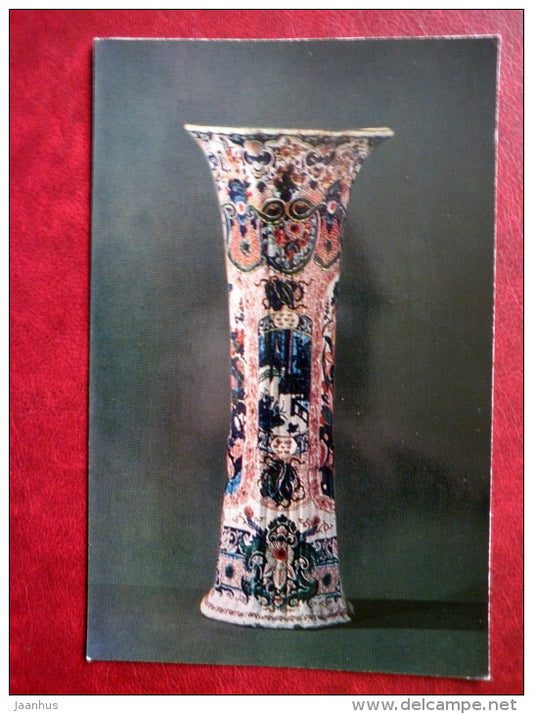 Vase with flowering shrubs - Faience - Delftware - 1974 - Russia USSR - unused - JH Postcards