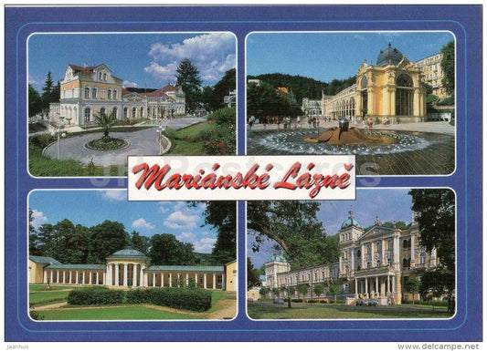 Marianske Lazne - Marienbad - spa - casino Bellevue - colonnade - Ferdinand Springs - New Bath - Czech - used 2001 - JH Postcards