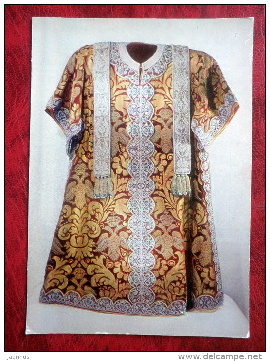 Moscow Kremlin Armoury Museum - Sakkos, Bishop`s Vestment of samite, Italy 1696 - gold - unused - JH Postcards