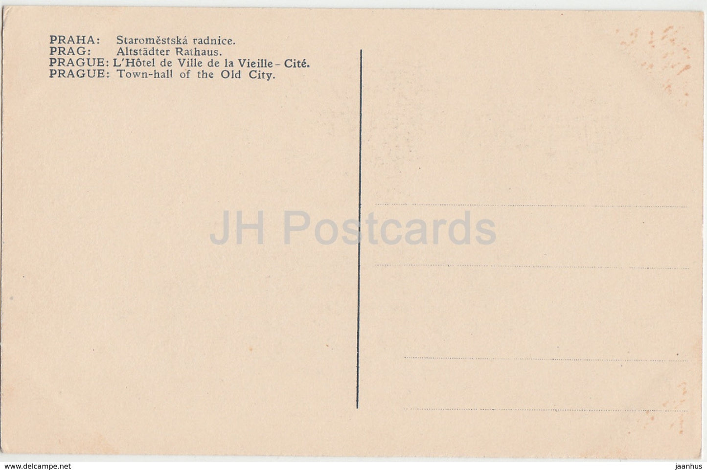 Praha - Prague - Staromestska Radnice - Old City Town Hall - tram - old postcard - Czech Republic - unused