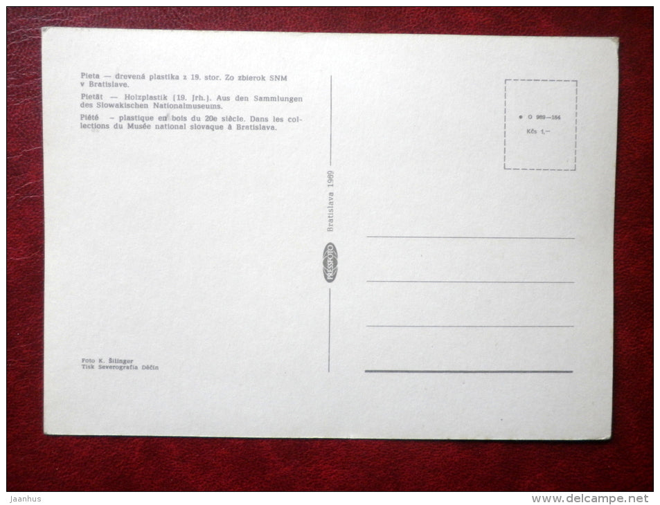 Reverent - wood plastic from the collections of the Slovak National Museum - 1969 - Slovakia Czechoslovakia - unused - JH Postcards