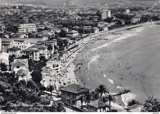 Diano Marina - panorama - beach - general view - old postcard - 1957 - Italy - used - JH Postcards