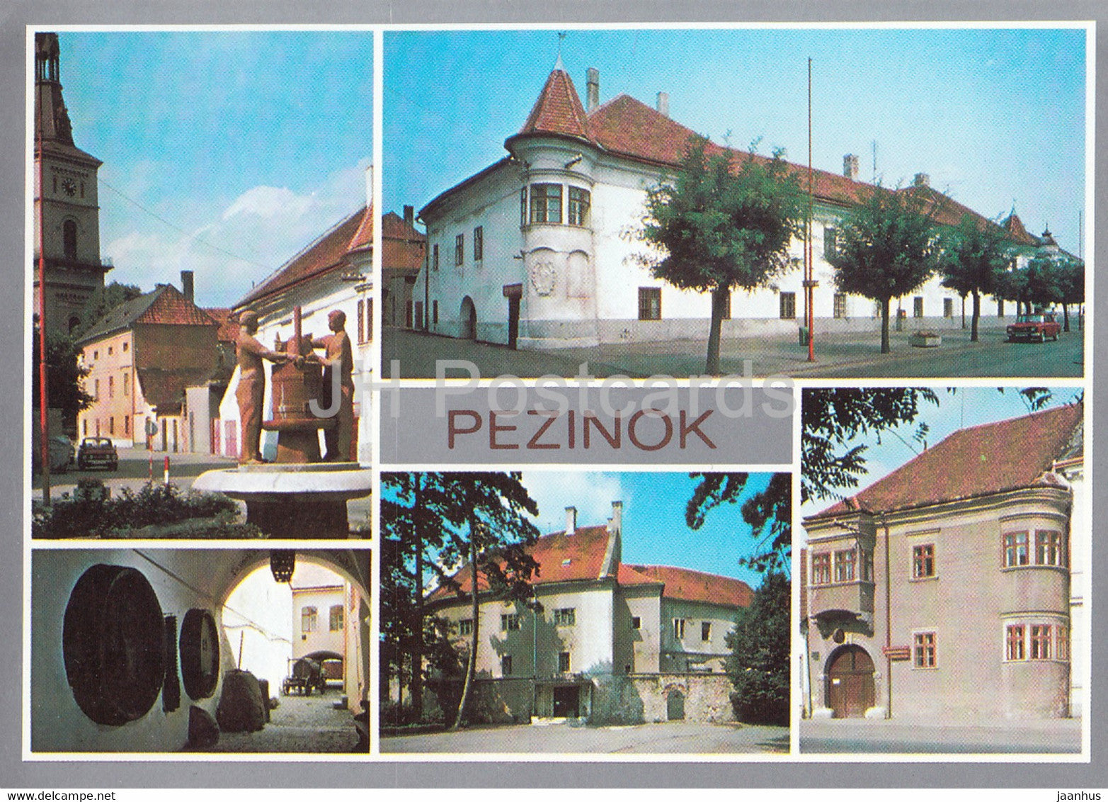 Pezinok - square - musical school - museum - multiview - Czechoslovakia - Slovakia - used - JH Postcards