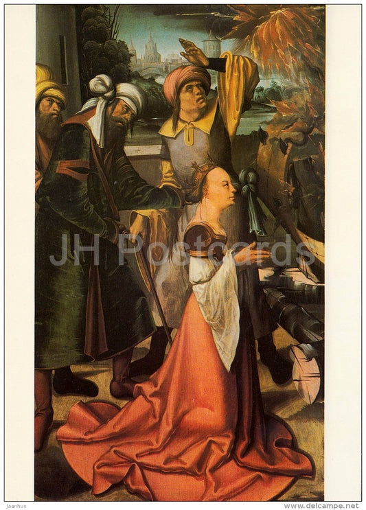 painting by Master of the Litomerice Altarpiece - St. Catharine - Czech art - large format card - Czech - unused - JH Postcards