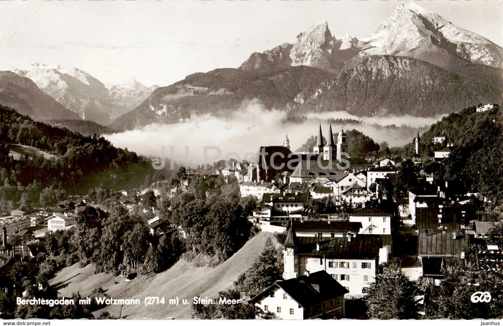 Berchtesgaden mit Watzmann u Stein Meer - old postcard - 1956 - Germany - used - JH Postcards