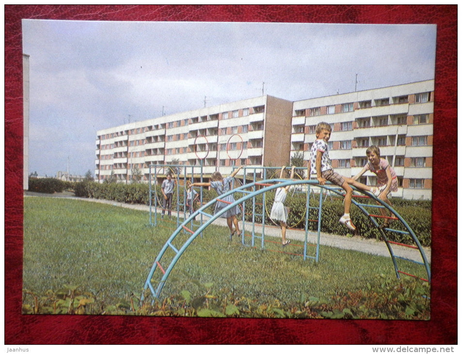 Võrumaa - New housing estate at Vilja street in Võru - playground for children - 1984 - Estonia - USSR - unused - JH Postcards