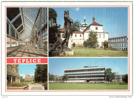 Teplice - town views - architecture - Czechoslovakia - Czech - used 1992 - JH Postcards