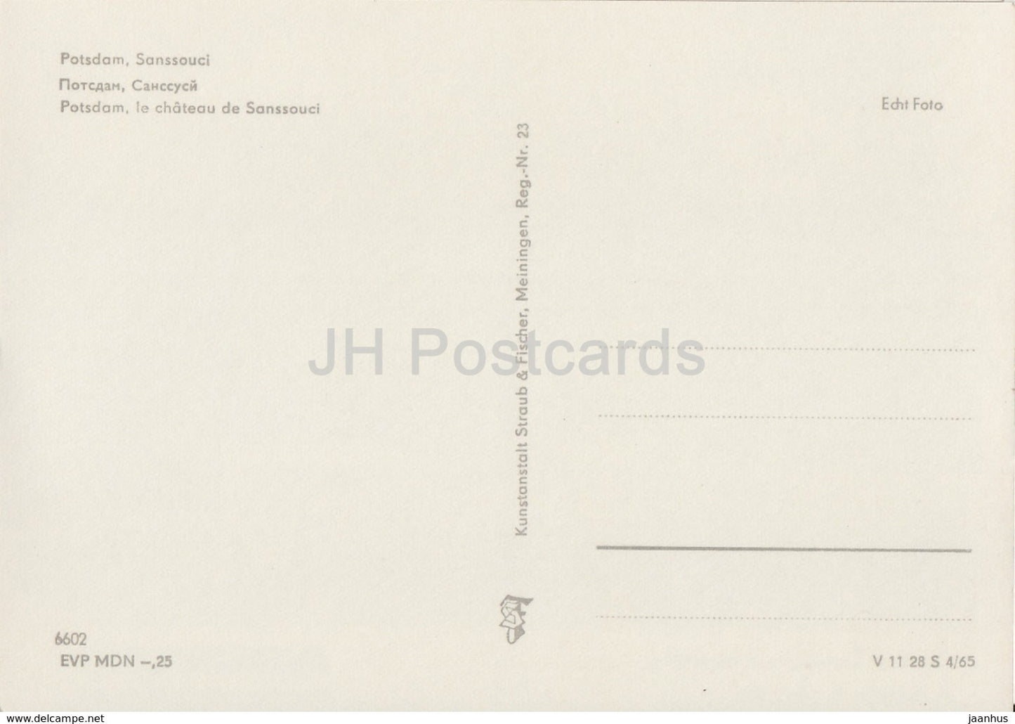 Potsdam - Sanssouci Palace - terrace - REISEBÜRO - 1964 - DDR - Germany - unused - JH Postcards