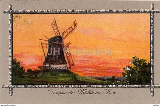 Worpswede - Muhle im Moor - windmill - illustration - KNG Serie 700 - old postcard - 1908 - used - JH Postcards