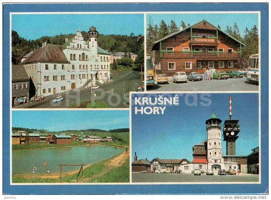 Krusne Hory - Jachymov - town hall - Marianska - mountain hotel Klinovec - Czechoslovakia - Czech - used - JH Postcards