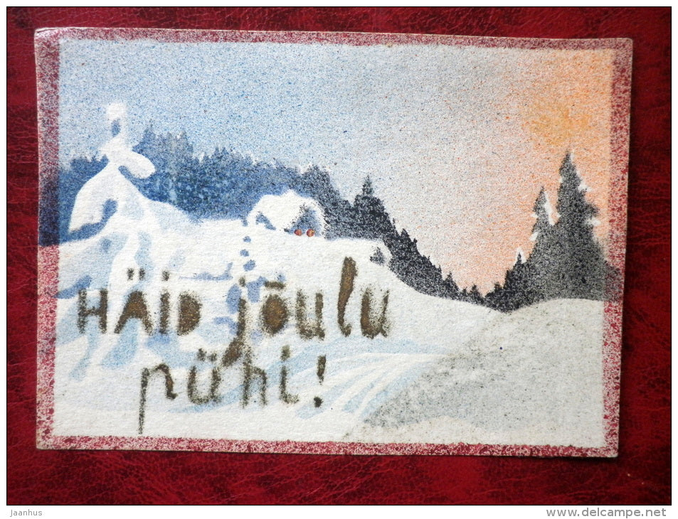 self made Christmas card - winter - old postcard - pre 1945 - Estonia - used - JH Postcards