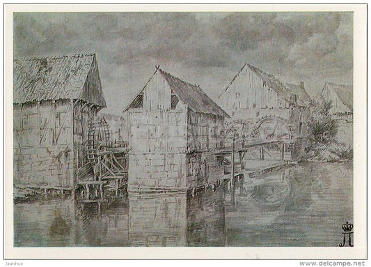 painting by Jacob van Ruisdael - Watermills - Dutch art - 1983 - Russia USSR - unused - JH Postcards