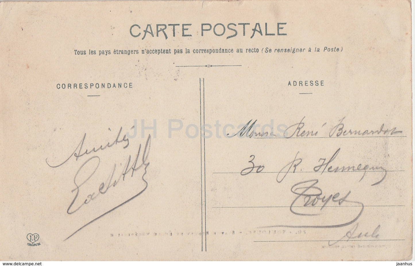 Toulouse - Statue Riquet et Ecole Veterinaire - monument - school - 30 - old postcard - France - used