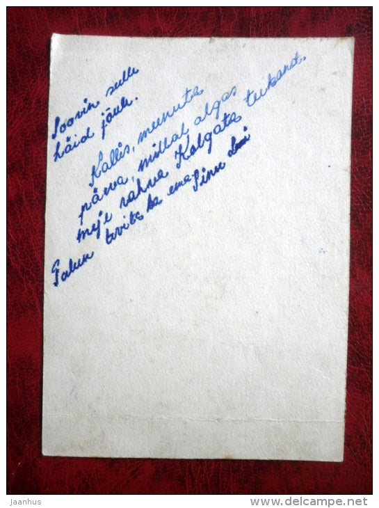 self made Christmas card - winter - old postcard - pre 1945 - Estonia - used - JH Postcards