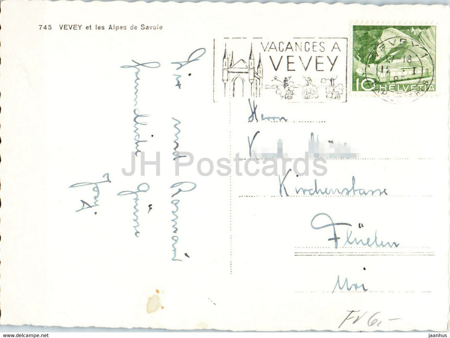 Vevey et les Alpes de Savoie - 745 - carte postale ancienne - Suisse - occasion