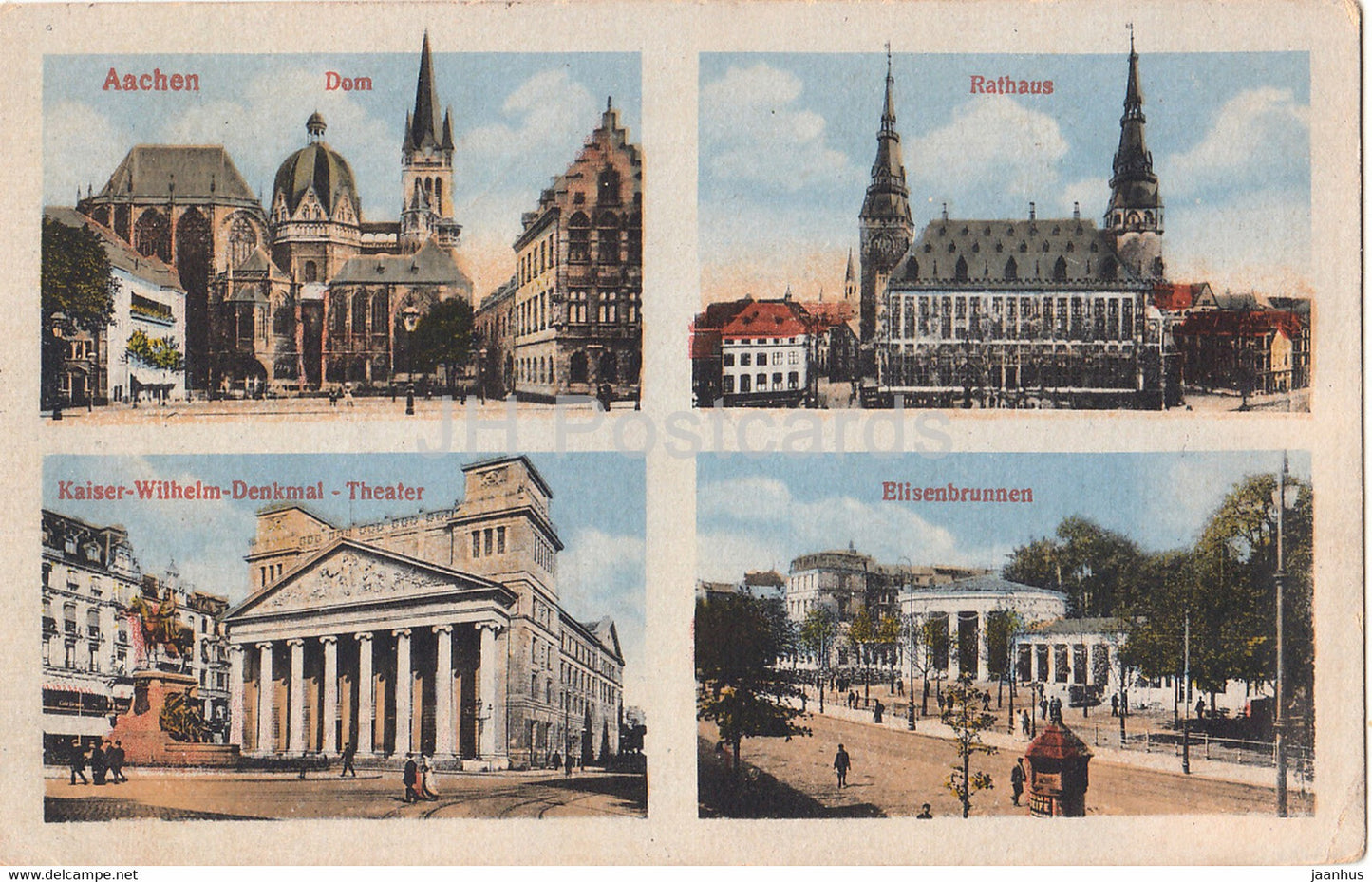 Aachen - Dom - Theater - Elisenbrunnen - Rathaus - Kaiser Wilhelm Denkmal - 146 - old postcard - Germany - used - JH Postcards